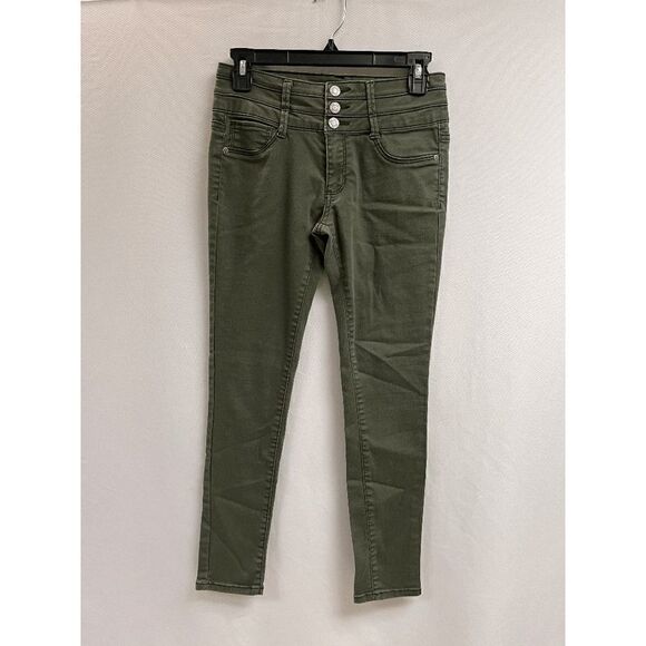 Mudd Girls High-rise Stretchy Skinny Leg Denim Jeans Olive Green Size 14 - Picture 1 of 3